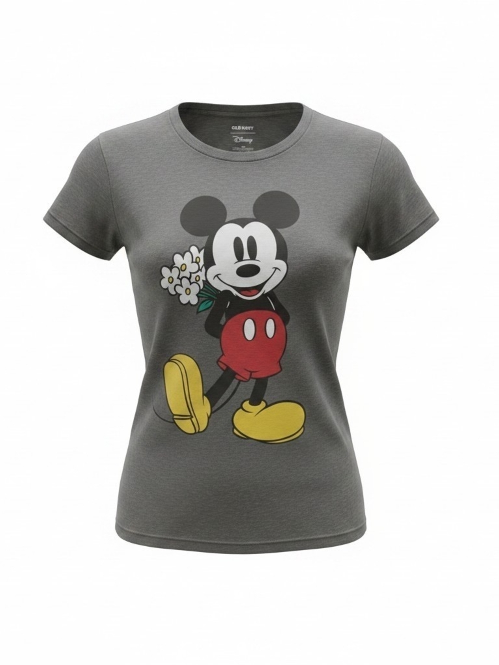 ​Old Navy Disney Mickey Mouse Bouquet Flowers Graphic Tee Charcoal Gray S